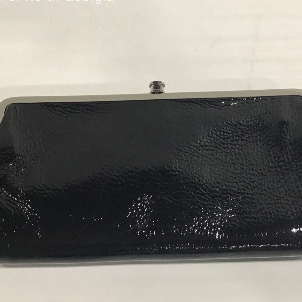 Women’s HOBO Lauren Black Patent Leather Clutch Wallet